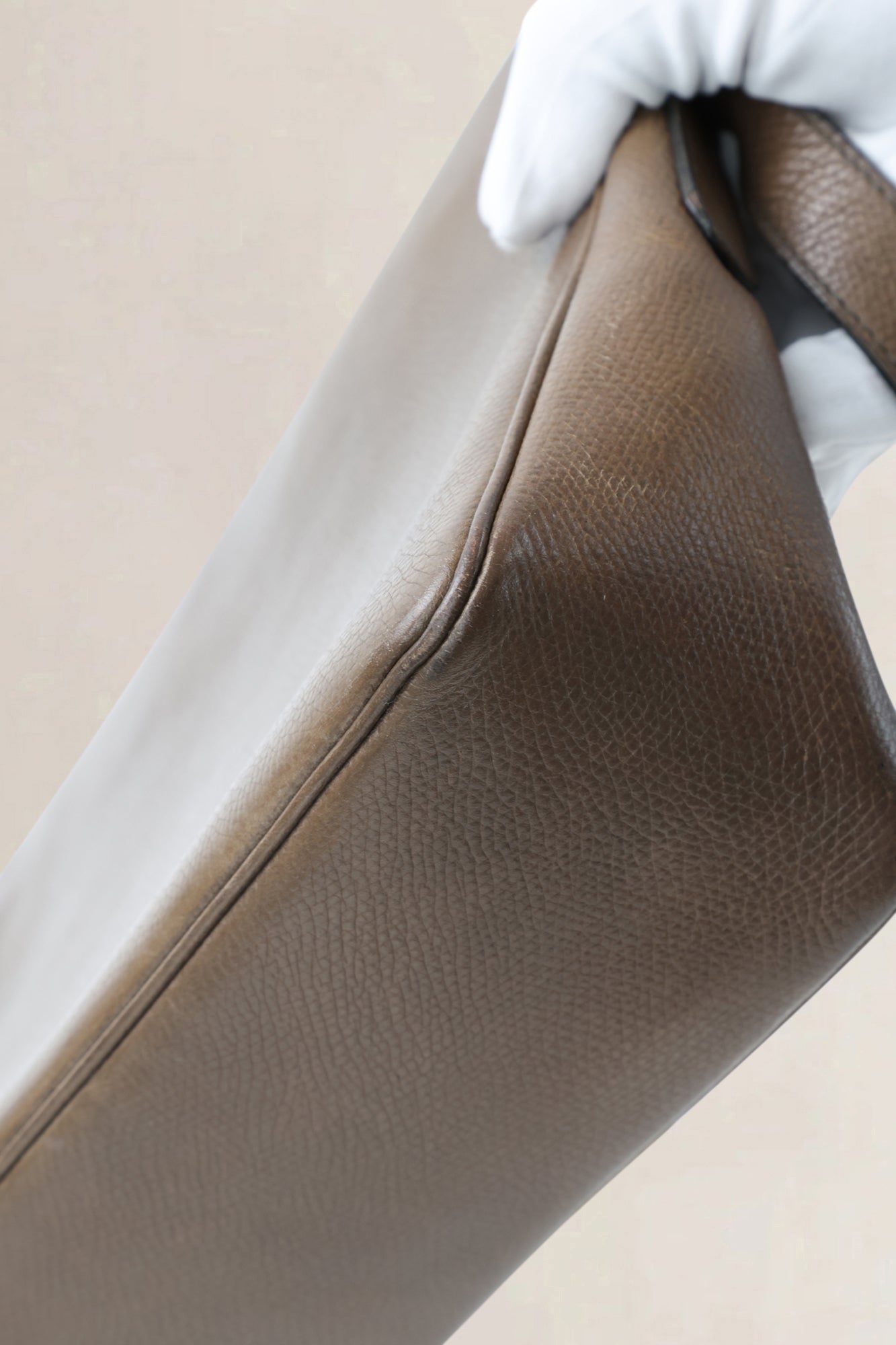 Delvaux Taupe Leather Poirier Crossbody Bag
