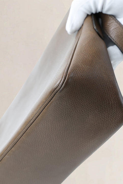 Delvaux Taupe Leather Poirier Crossbody Bag
