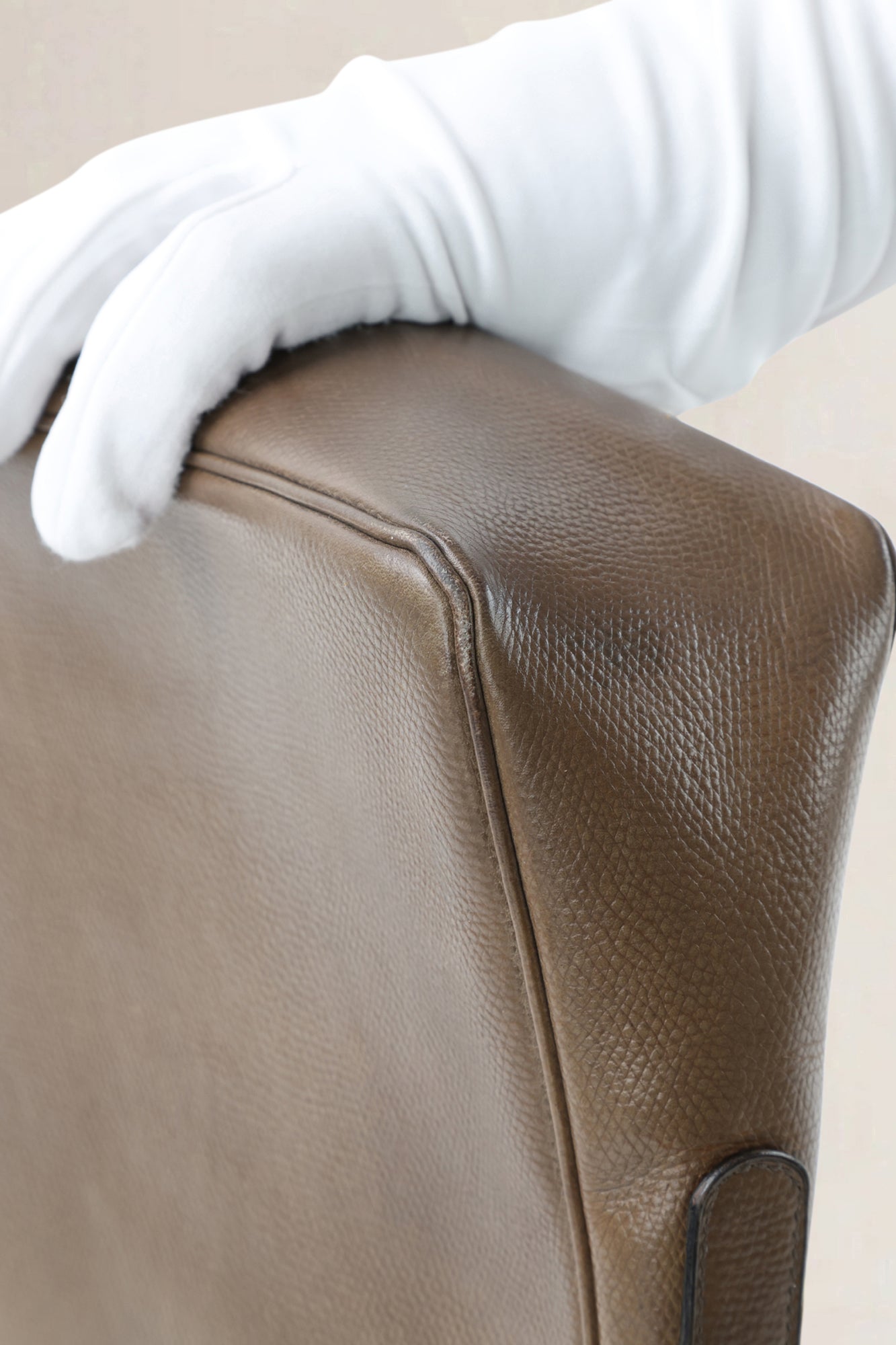 Delvaux Taupe Leather Poirier Crossbody Bag