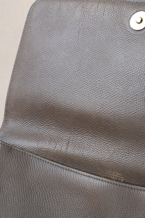 Delvaux Taupe Leather Poirier Crossbody Bag