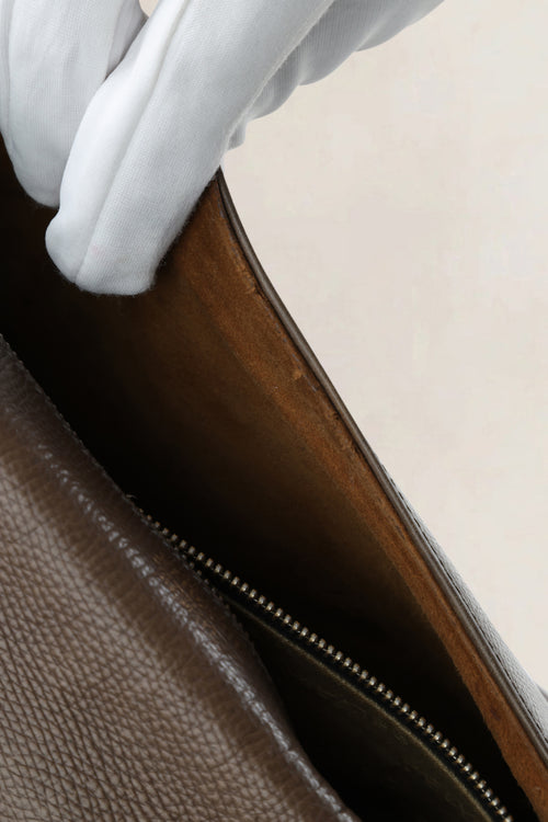 Delvaux Taupe Leather Poirier Crossbody Bag