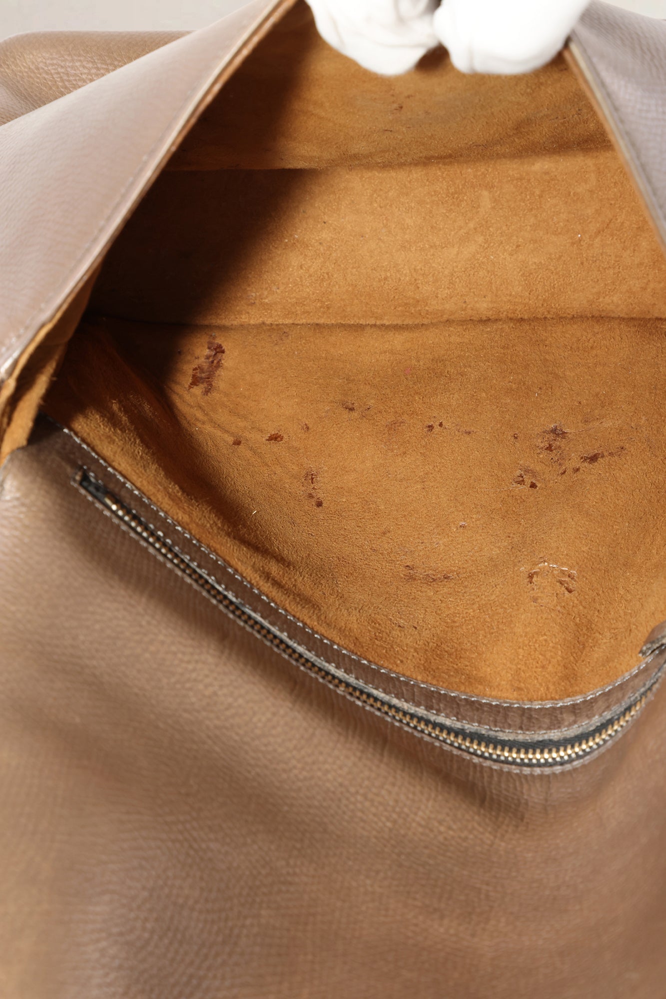 Delvaux Taupe Leather Poirier Crossbody Bag