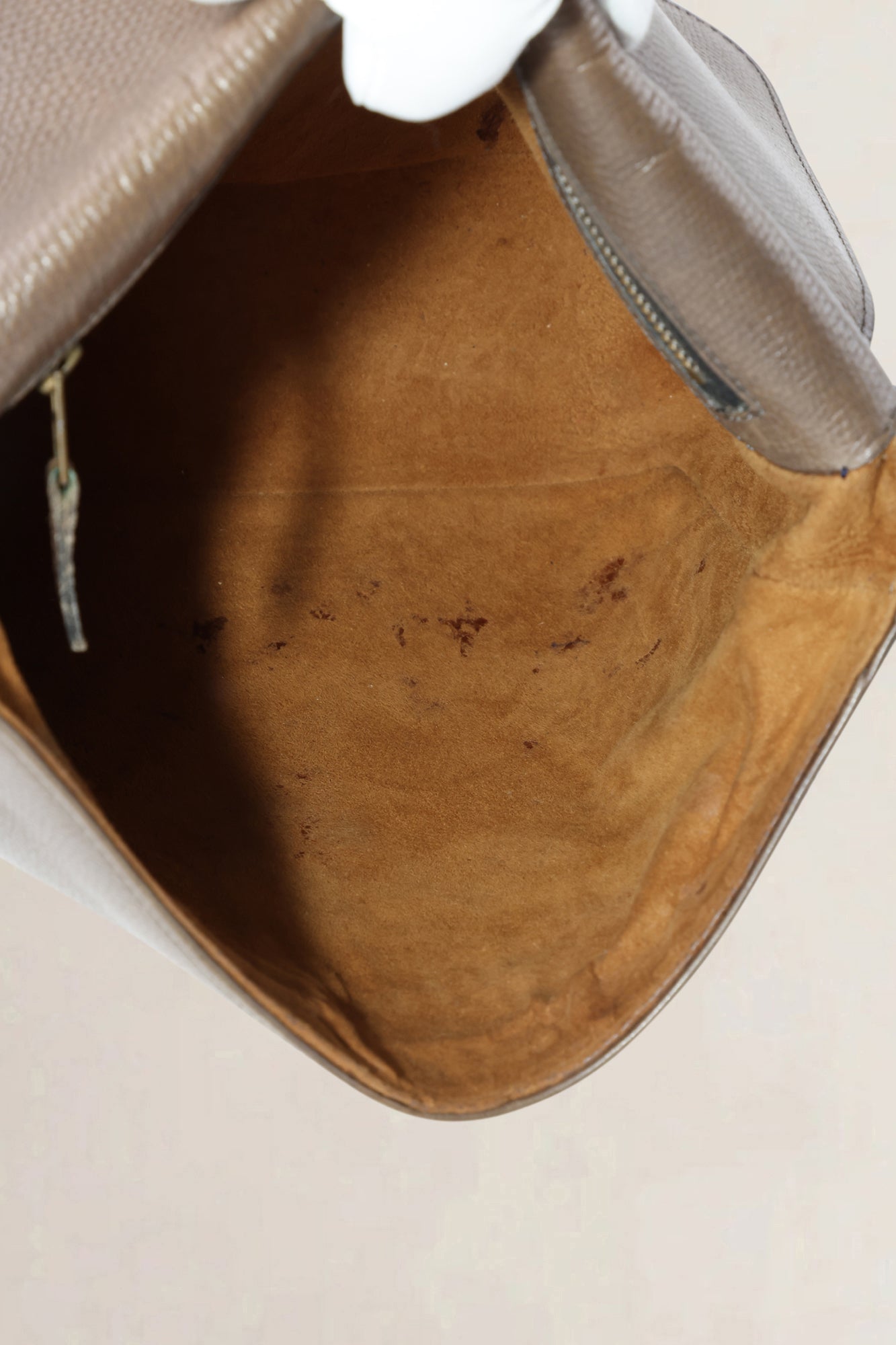 Delvaux Taupe Leather Poirier Crossbody Bag