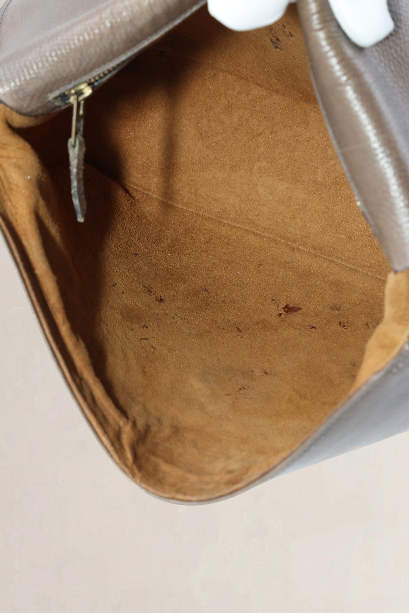 Delvaux Taupe Leather Poirier Crossbody Bag