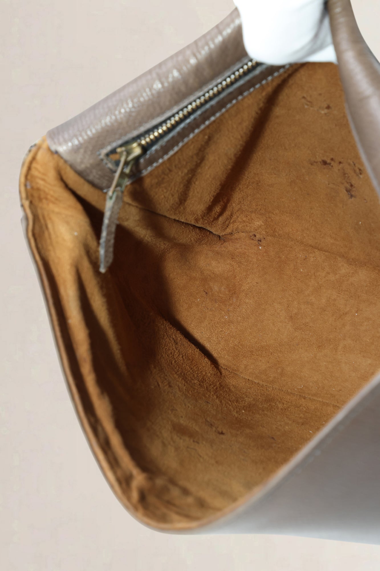 Delvaux Taupe Leather Poirier Crossbody Bag