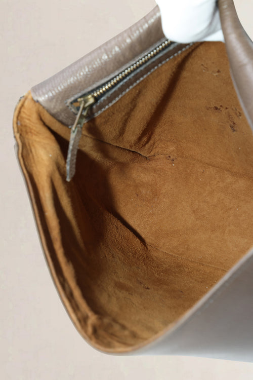 Delvaux Taupe Leather Poirier Crossbody Bag