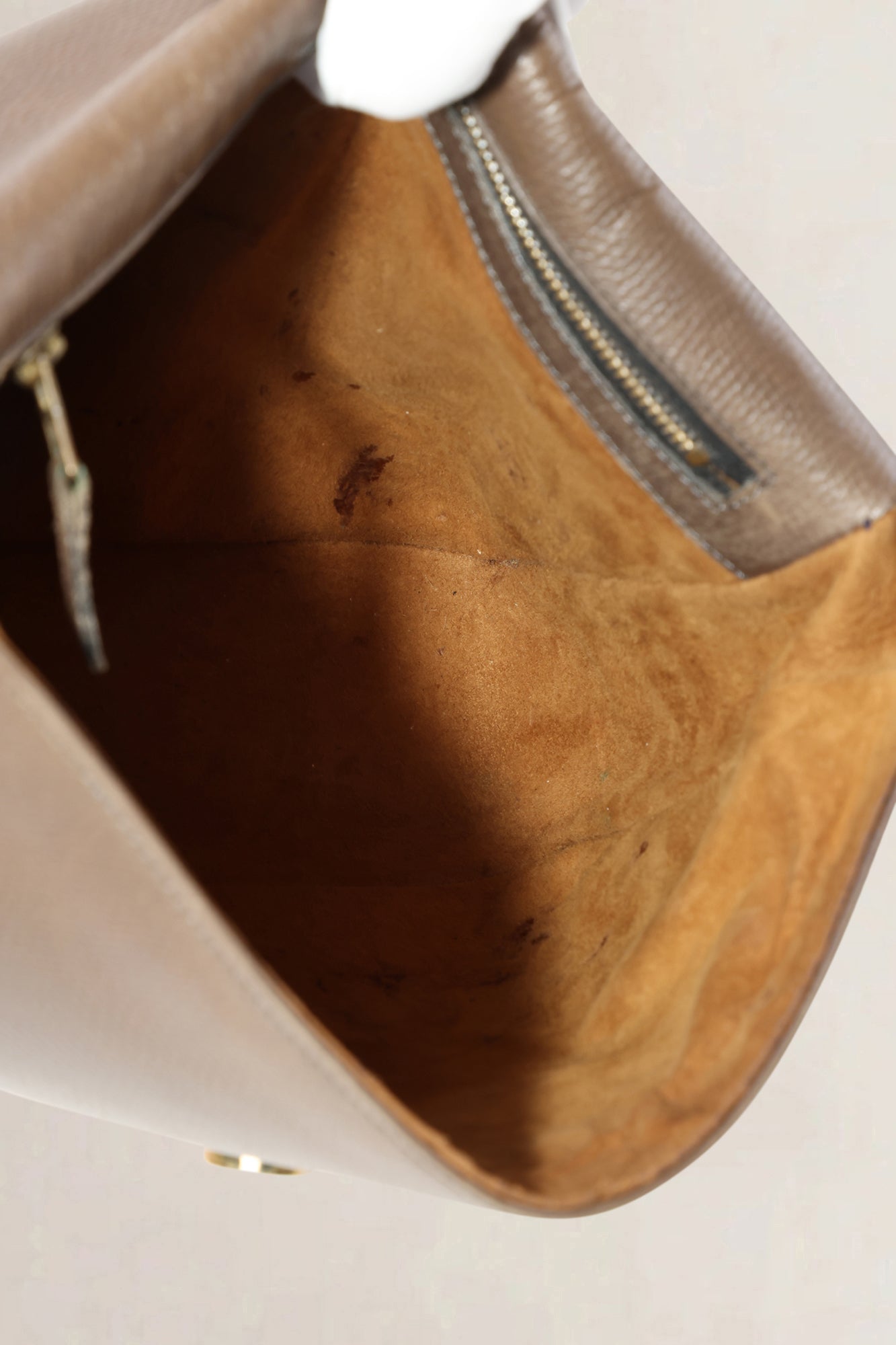 Delvaux Taupe Leather Poirier Crossbody Bag
