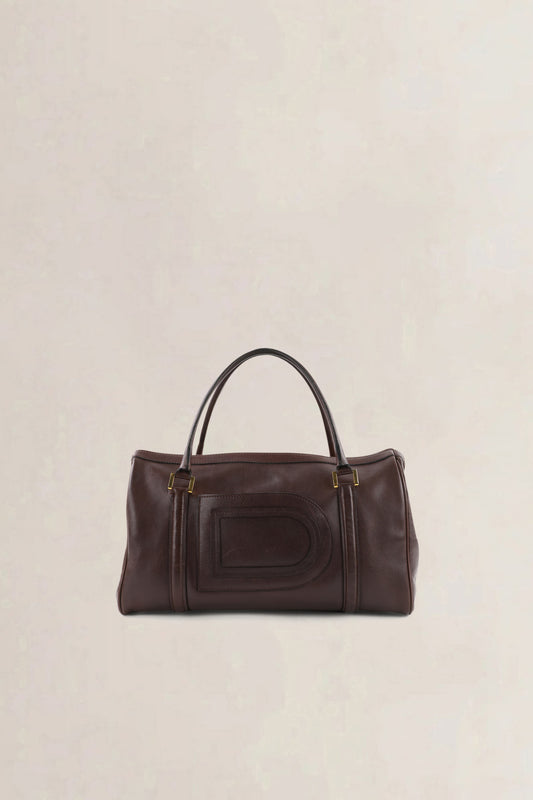 Delvaux Dark Brown Louise Boston Top Handle Bag