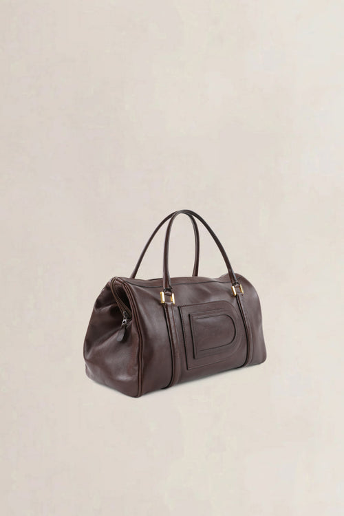 Delvaux Dark Brown Louise Boston Top Handle Bag