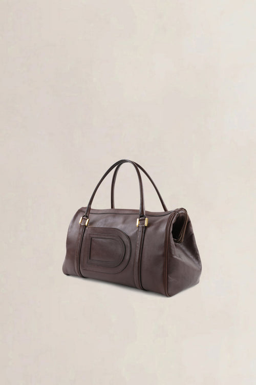 Delvaux Dark Brown Louise Boston Top Handle Bag