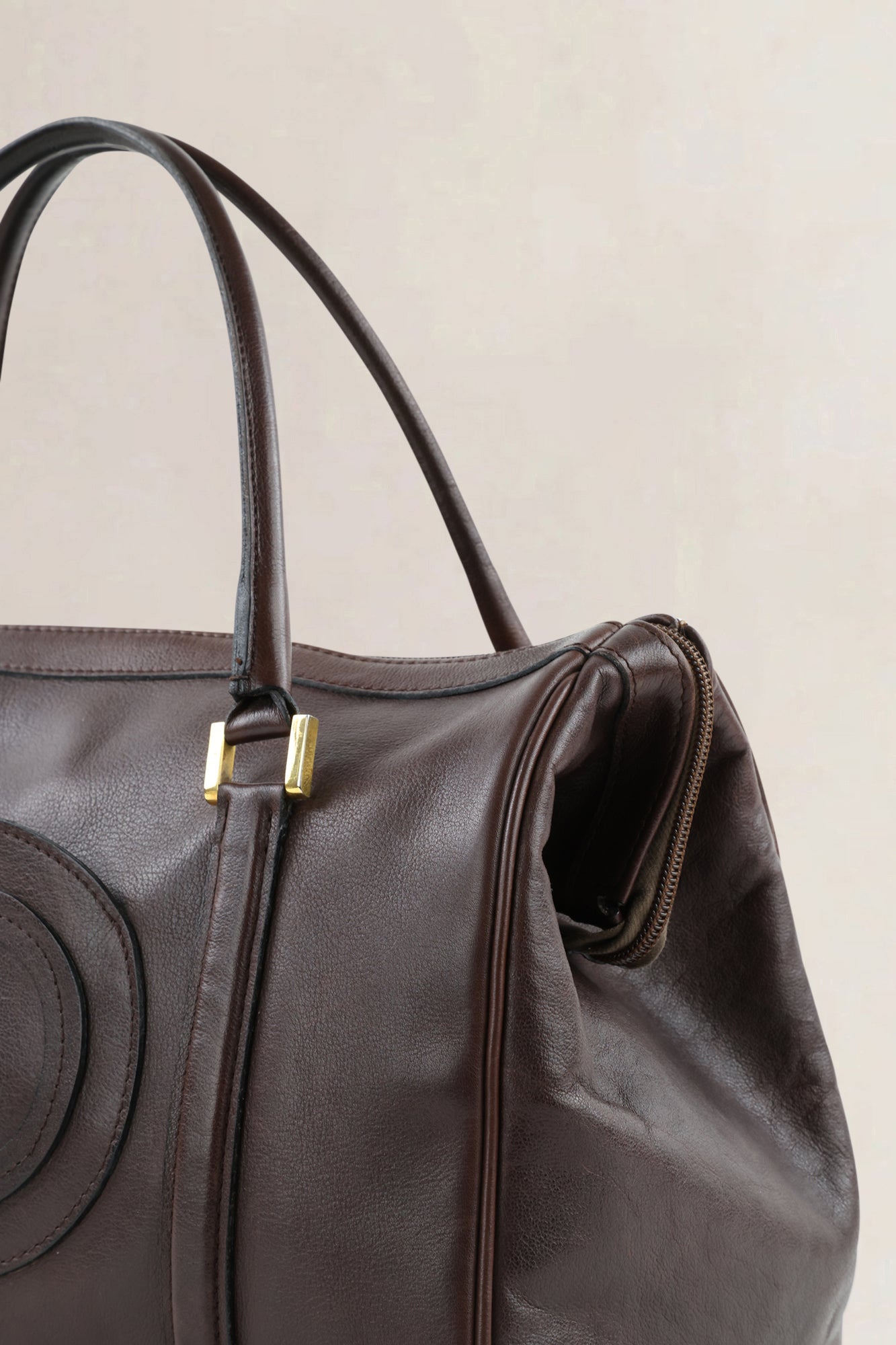 Delvaux Dark Brown Louise Boston Top Handle Bag