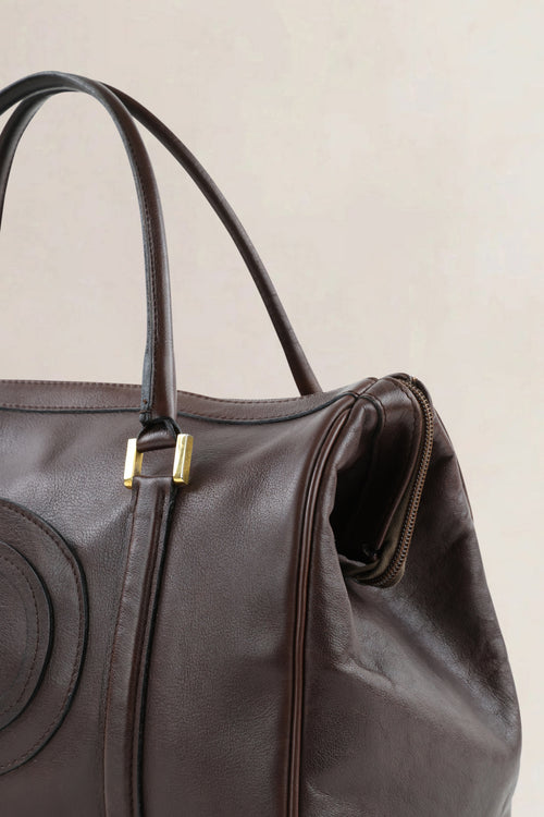 Delvaux Dark Brown Louise Boston Top Handle Bag