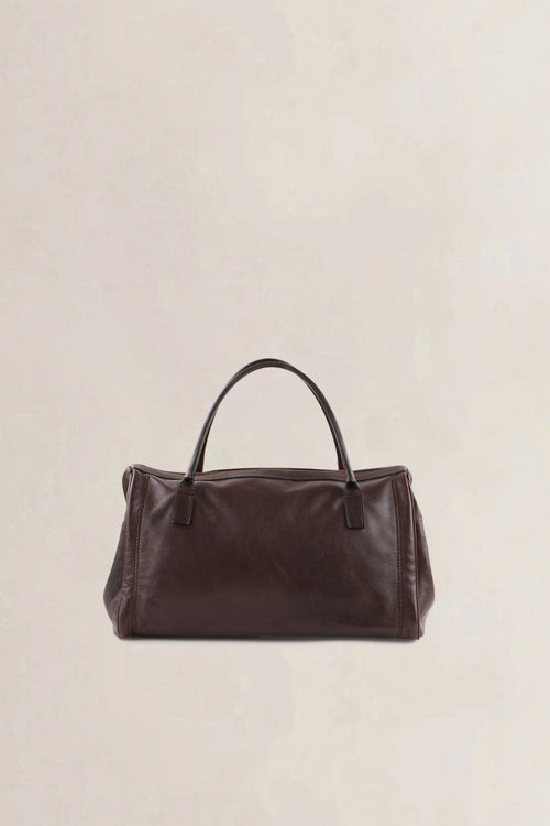 Delvaux Dark Brown Louise Boston Top Handle Bag