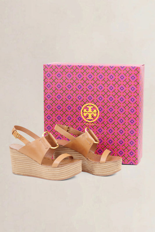 Tory Burch Brown Wedge Sandals