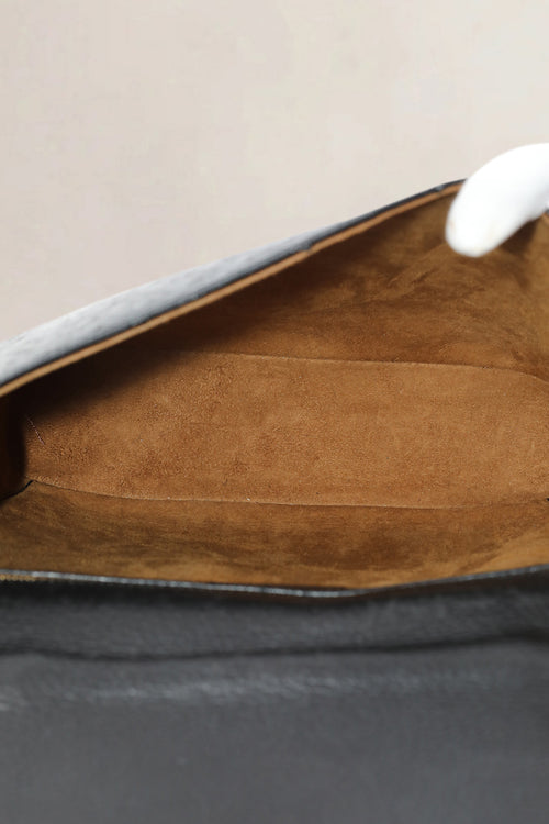 Delvaux Black Ostrich Leather Crossbody Bag