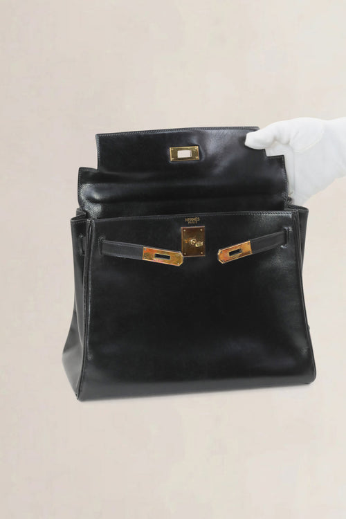 Hermès Black Kelly 28 Top Handle Bag