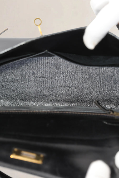 Hermès Black Kelly 28 Top Handle Bag
