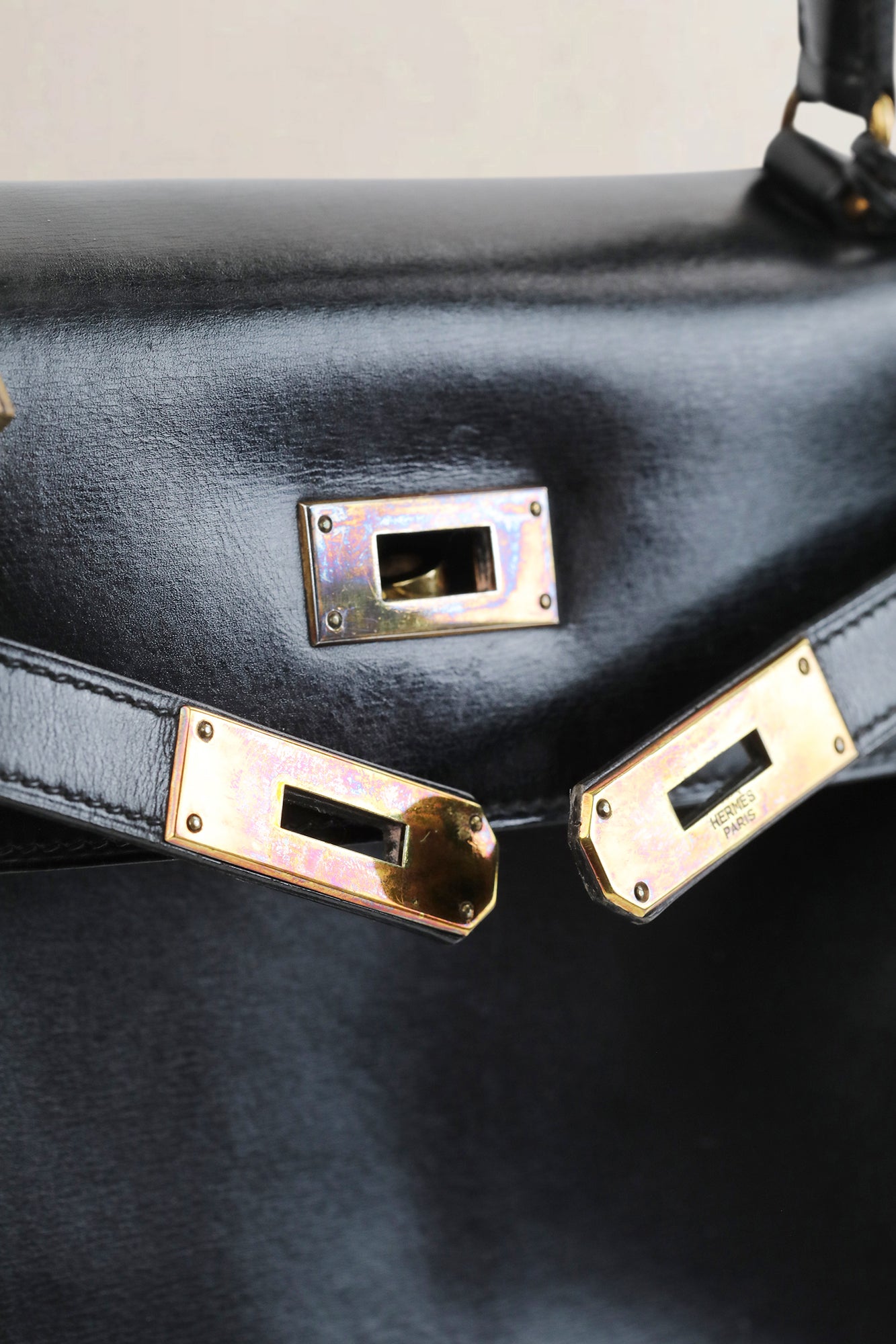 Hermès Black Kelly 28 Top Handle Bag