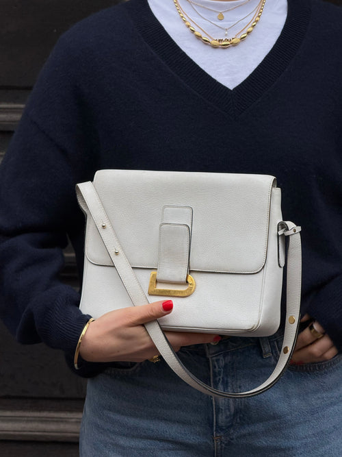 Delvaux White Leather Poirier Crossbody Bag