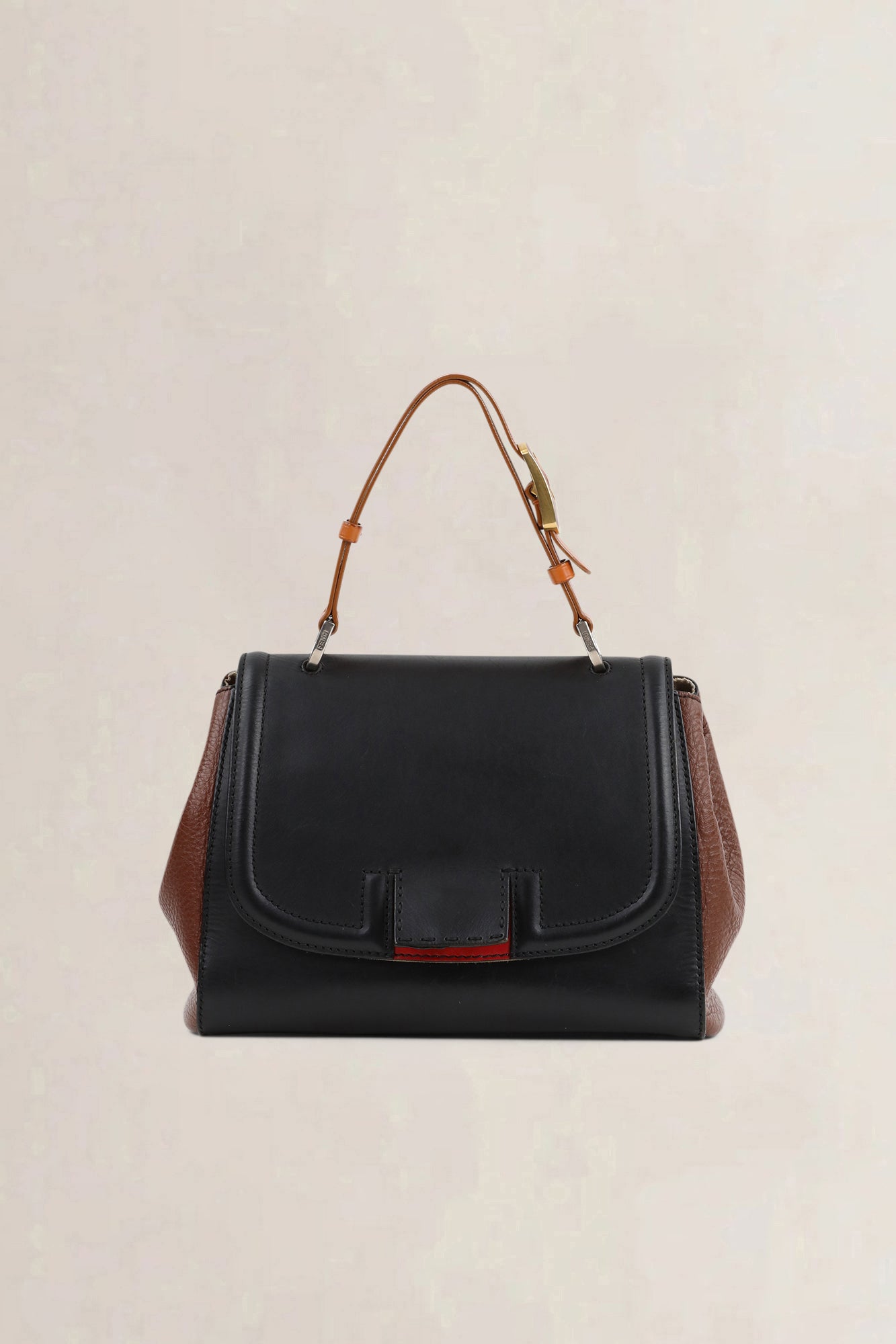 Fendi Black/Brown Silvana Top Handle Bag