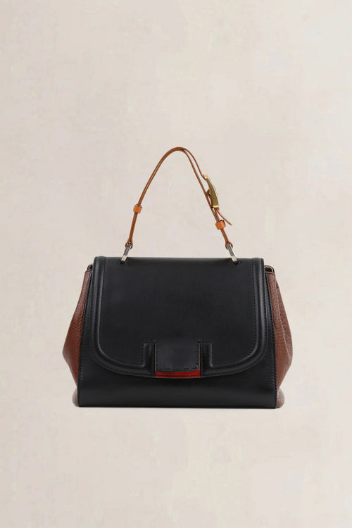 Fendi Black/Brown Silvana Top Handle Bag