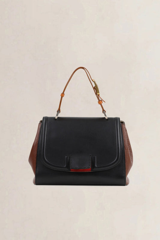 Fendi Black/Brown Silvana Top Handle Bag