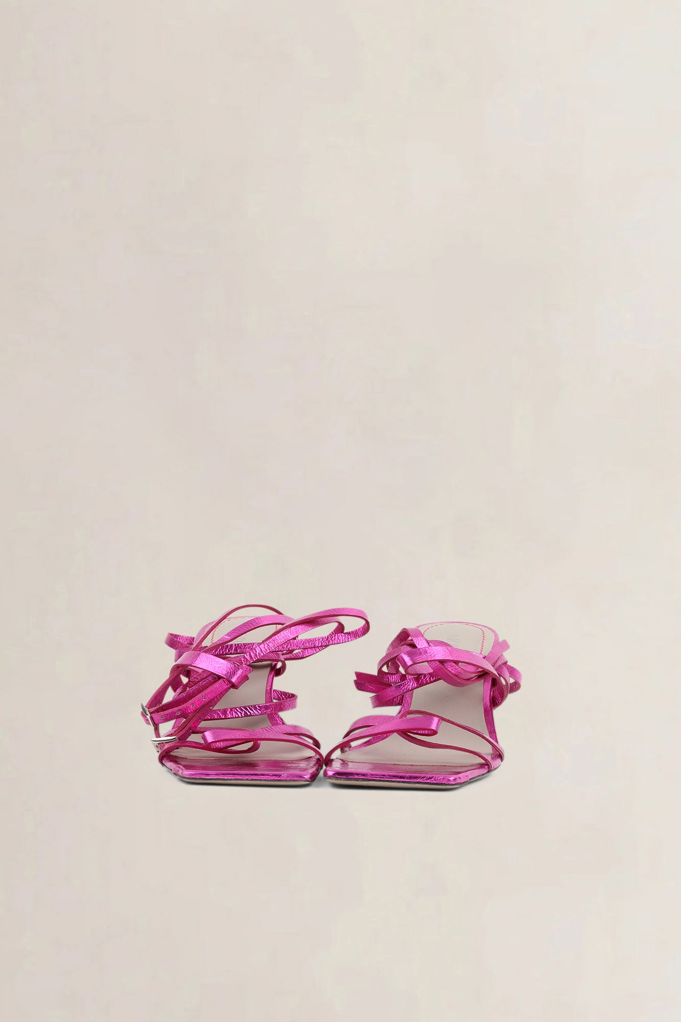 Morobé Pink Metallic Lace Sandals