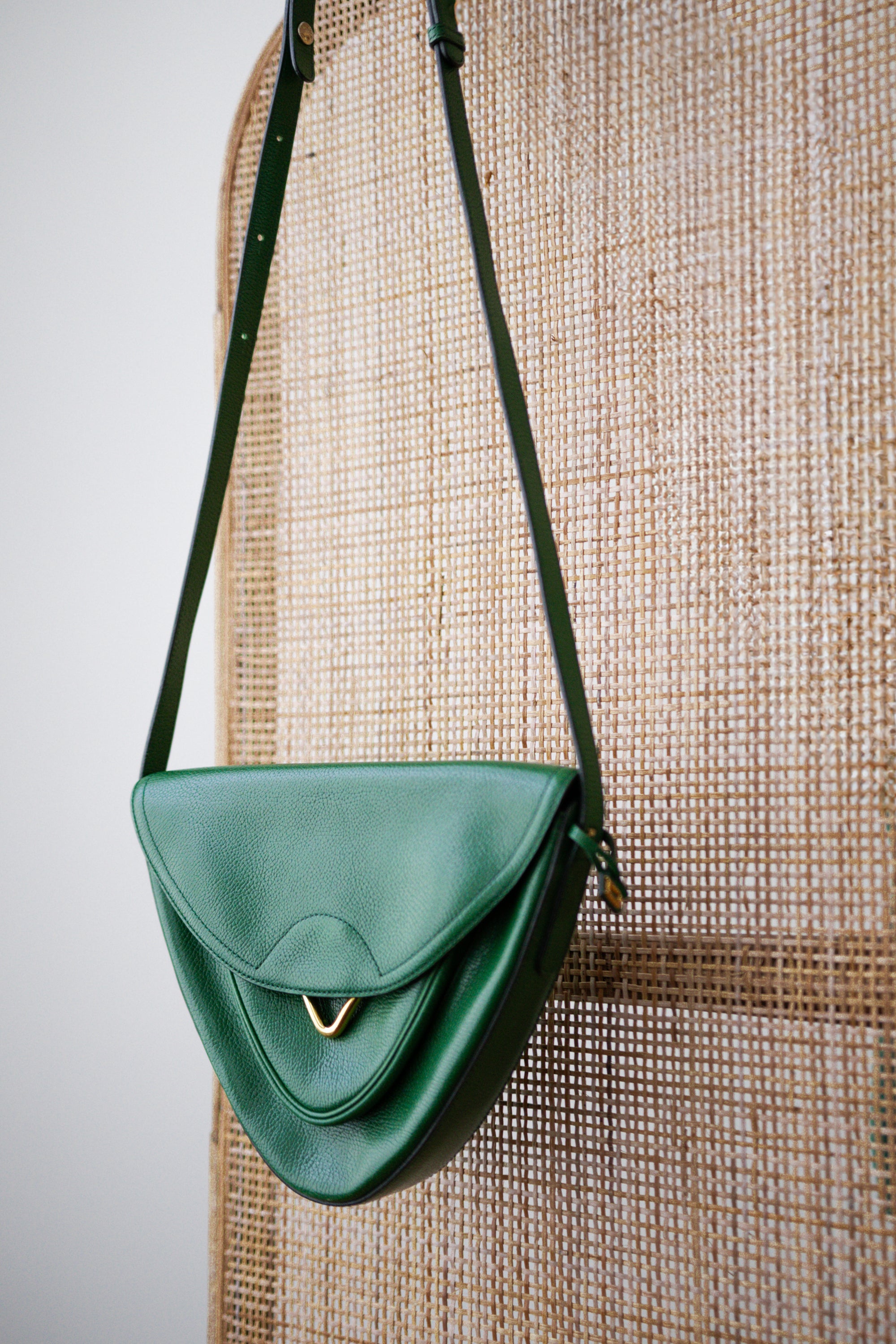 Delvaux Green Triangle Crossbody Bag