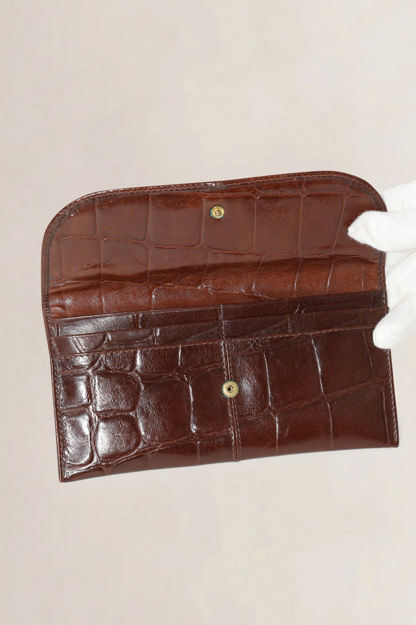 Mulberry Brown Croco Embossed Leather Wallet