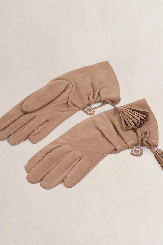 Delvaux Beige Lea Nubuck Gloves