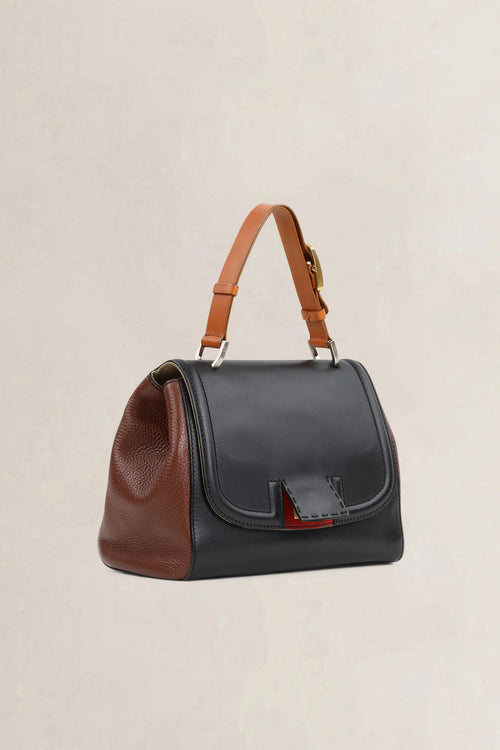 Fendi Black/Brown Silvana Top Handle Bag