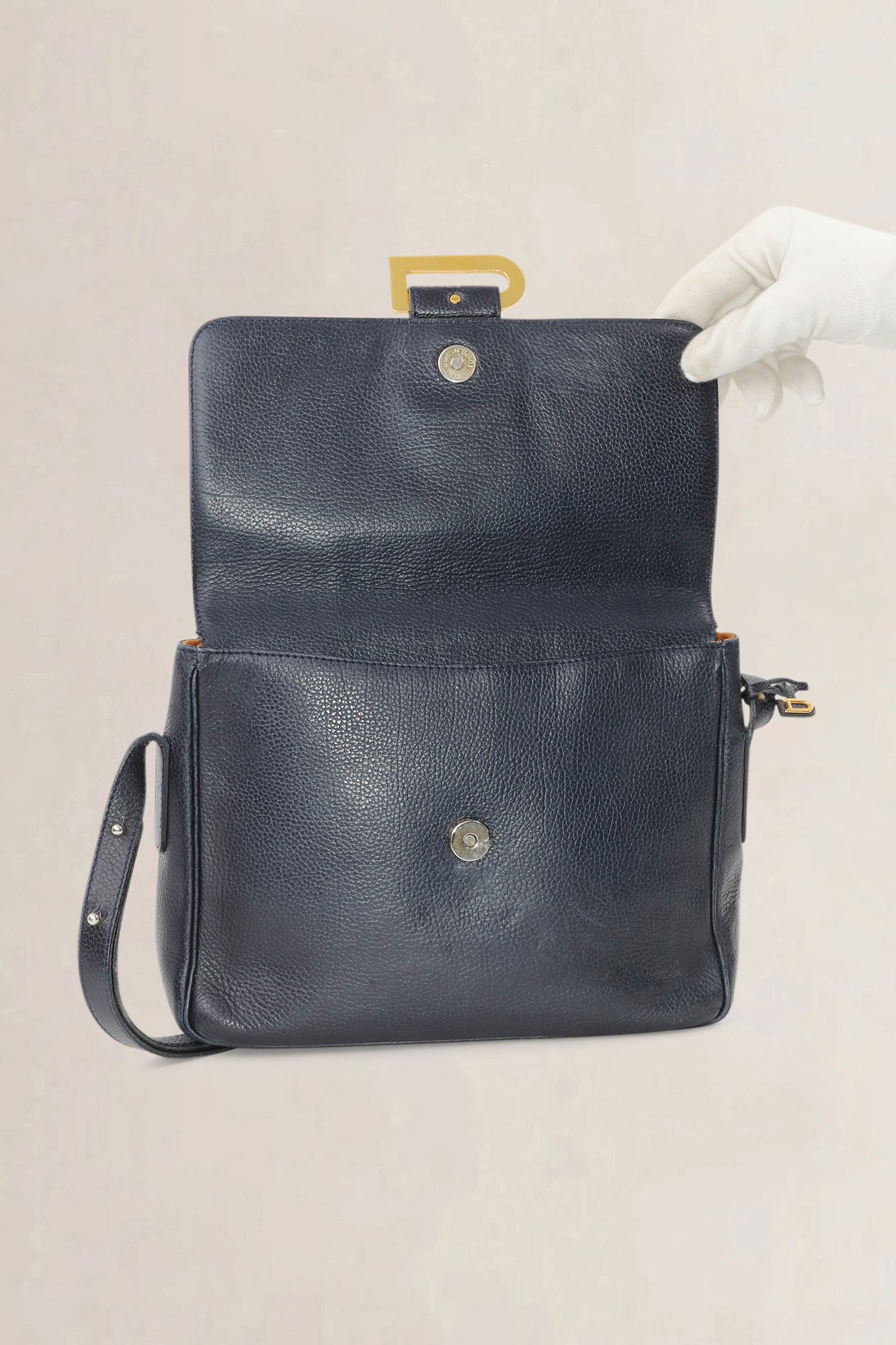 Delvaux Navy Blue Poirier Crossbody Bag