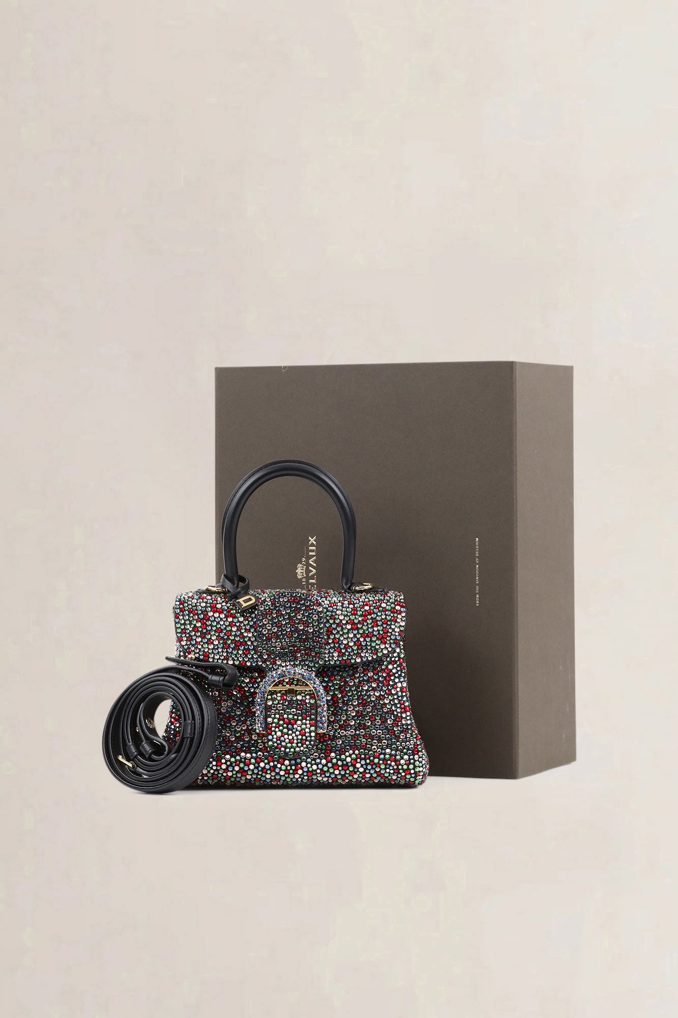 Delvaux Brillant Black Mini Crystal Multicolor Limited Edition Crossbody Bag