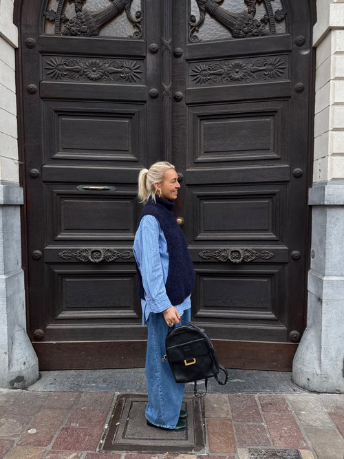 Delvaux Black Leather Onde Backpack