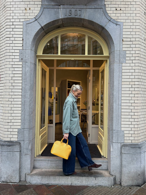 Sac à main Louis Vuitton Alma en cuir épi jaune