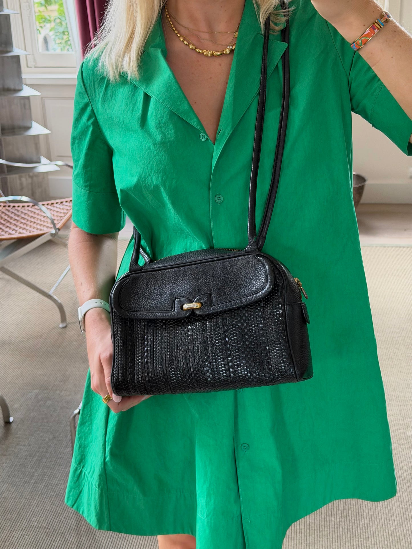 Delvaux Black Toile De Cuir — vintage