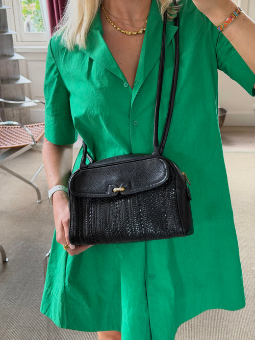 Delvaux Black Toile De Cuir Crossbody Bag