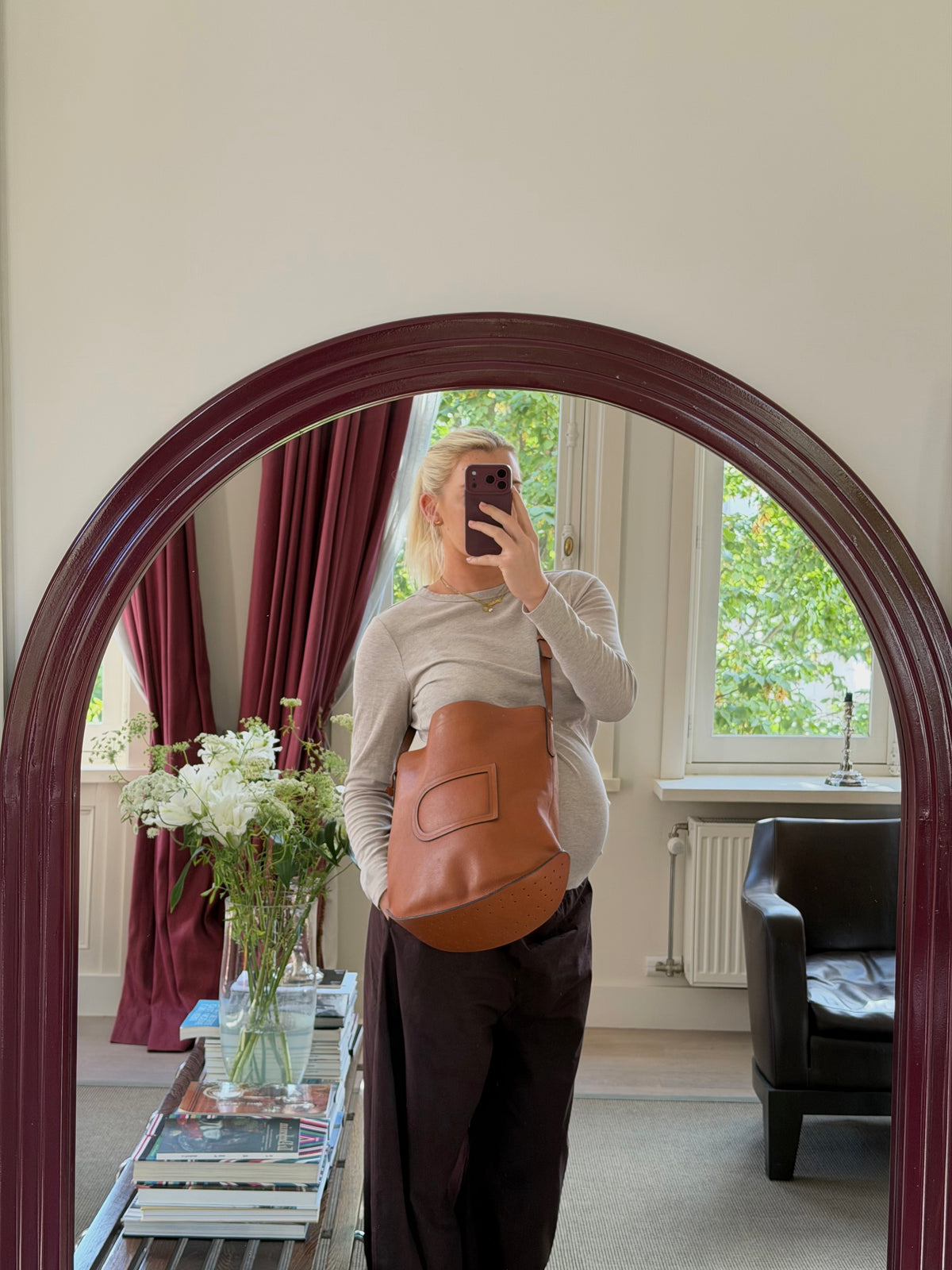 Delvaux Cognac Le Pin Jumping Calf GM Crossbody Bag