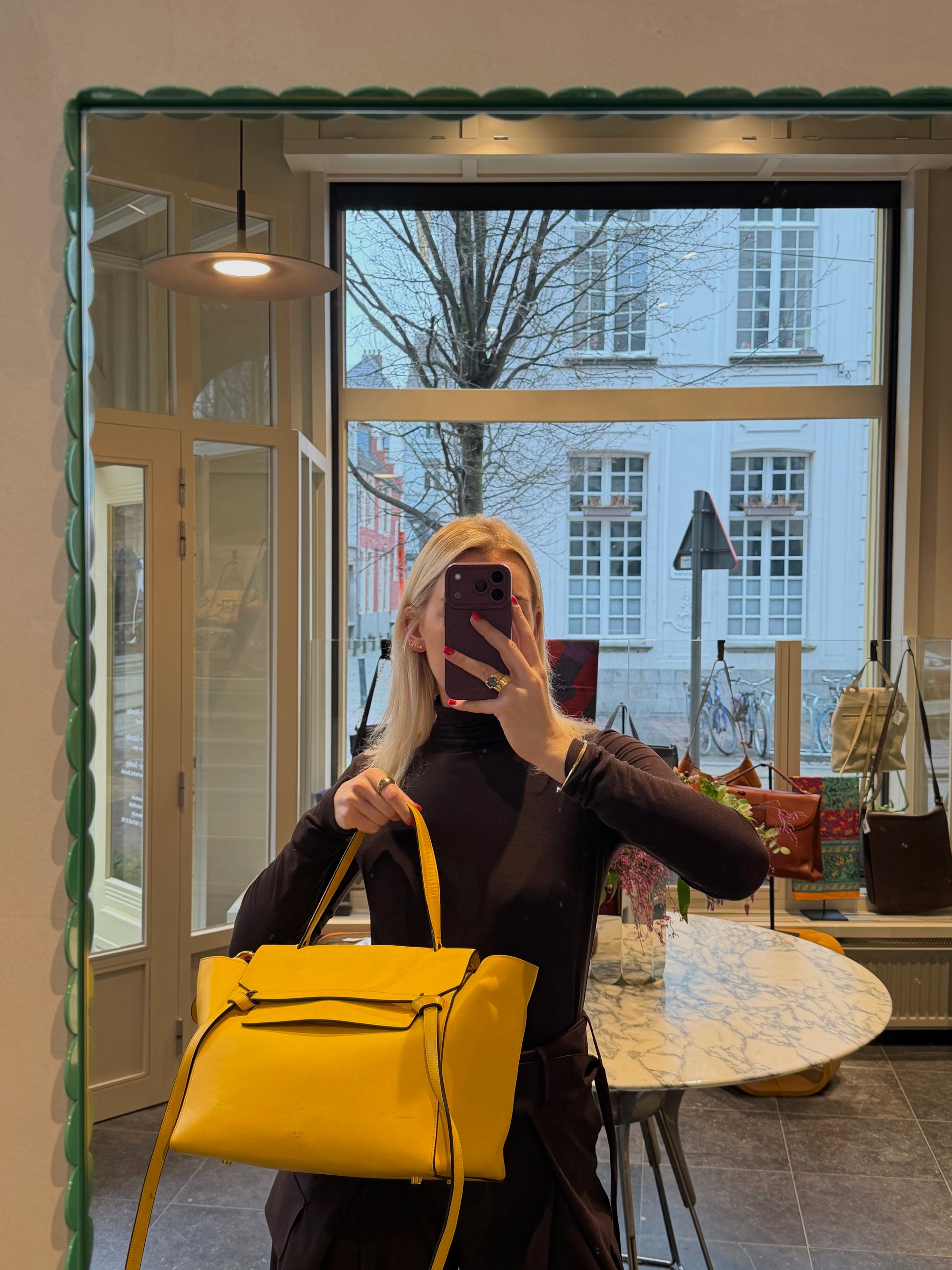 Céline Yellow Calfskin Leather Belt Bag