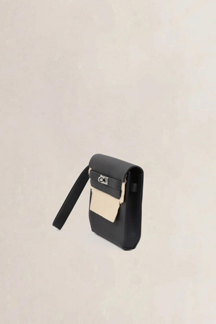 Hermès Black Kelly Dépêches 25 Pouch