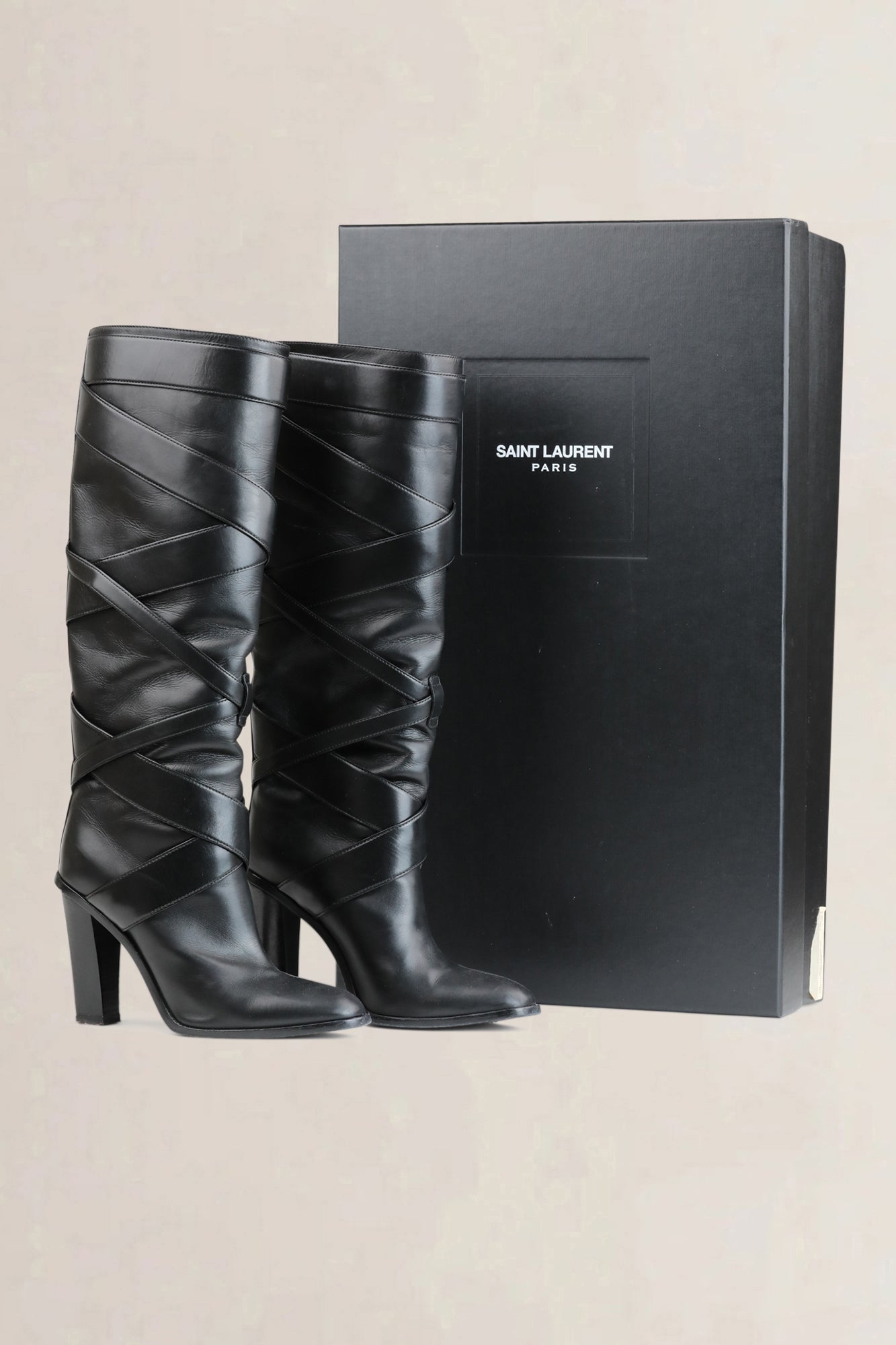 Saint Laurent Black Calfskin Knee Boots