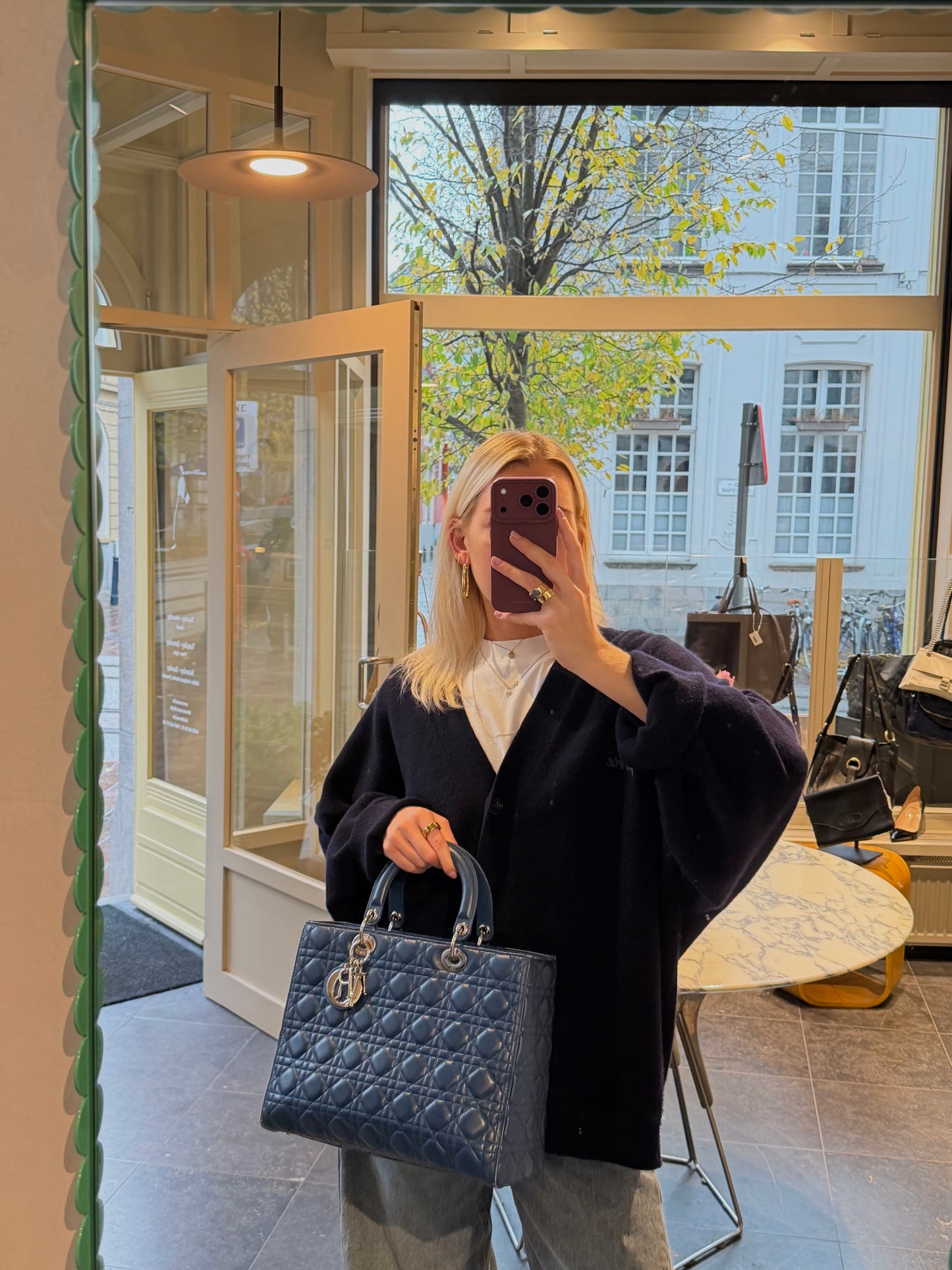 Christian Dior Blue Large Cannage Lady Dior Shoulder Bag