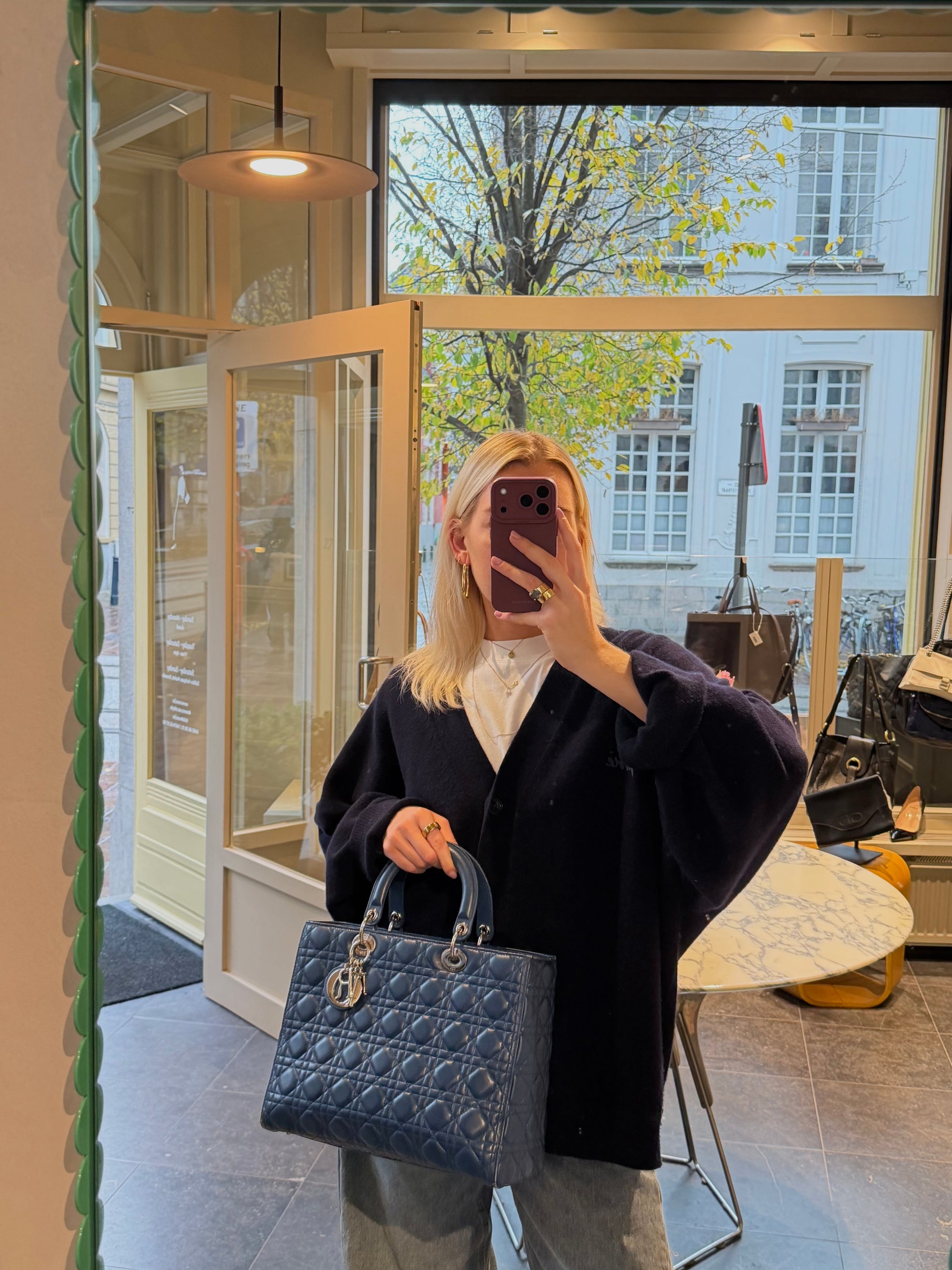 Christian Dior Blue Large Cannage Lady Dior Shoulder Bag