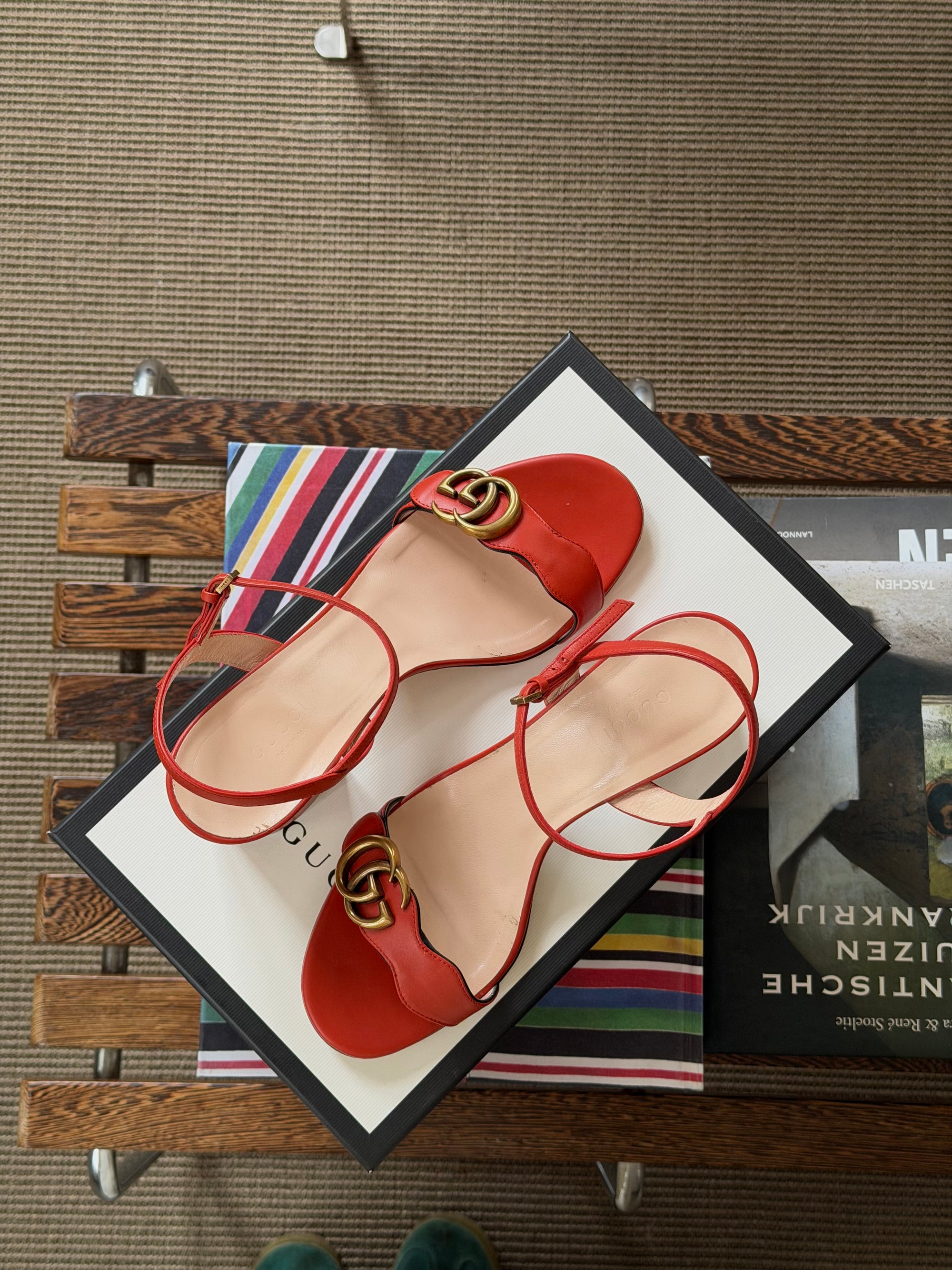 Gucci Orange Marmont Sandals