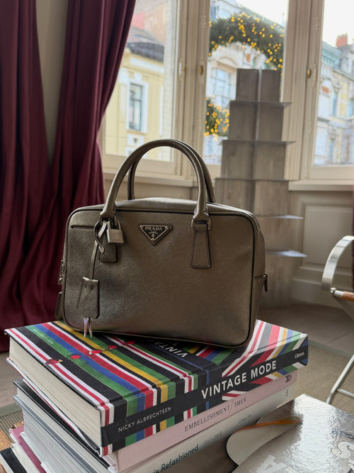 Prada Bronze Bauletto Top Handle Bag