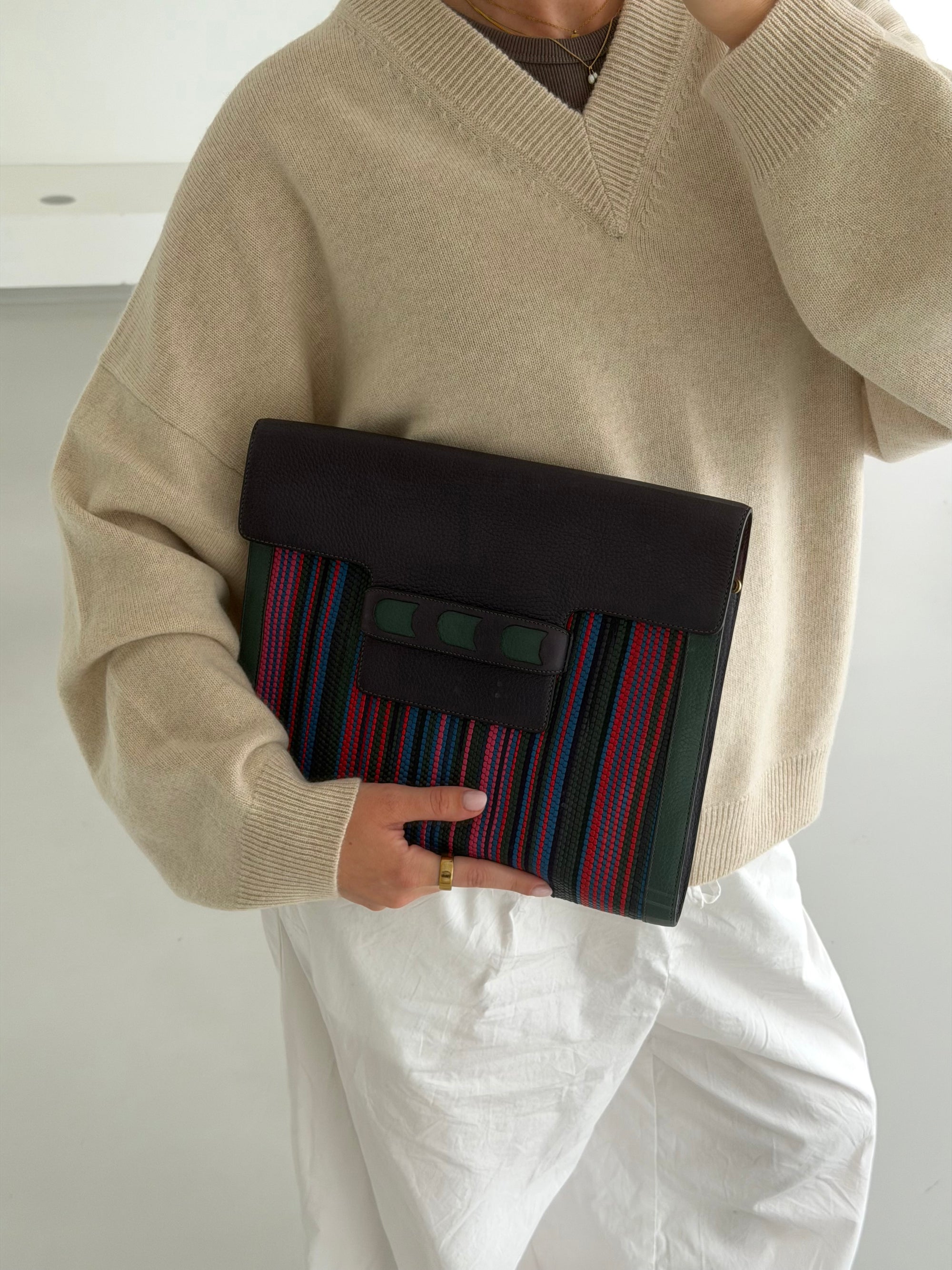 Delvaux Multicolor Toile de Cuir Clutch