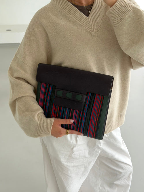 Delvaux Multicolor Toile de Cuir Clutch
