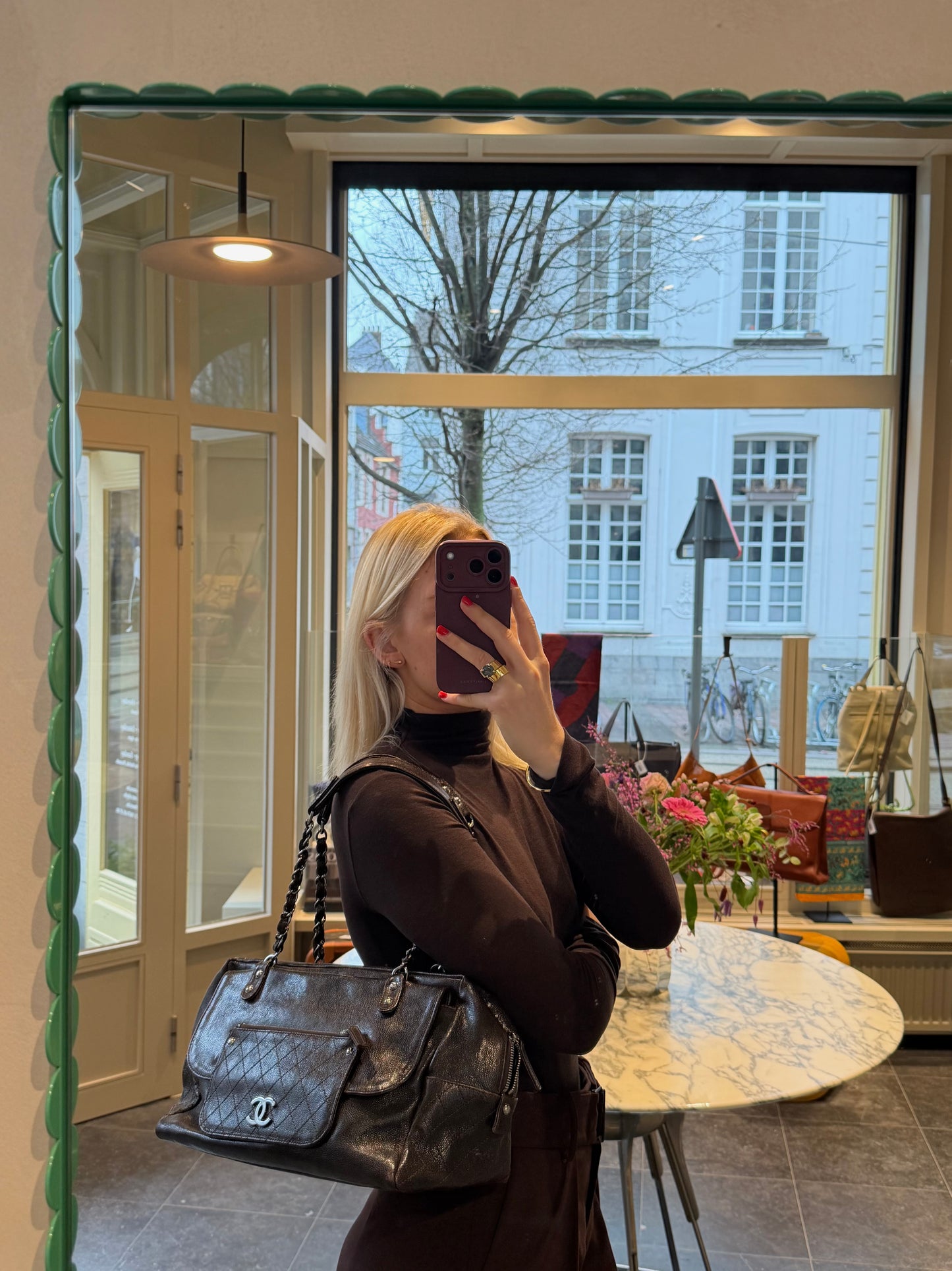 Chanel Brown Caviar Leather Pocket In The City Shoulder Bag