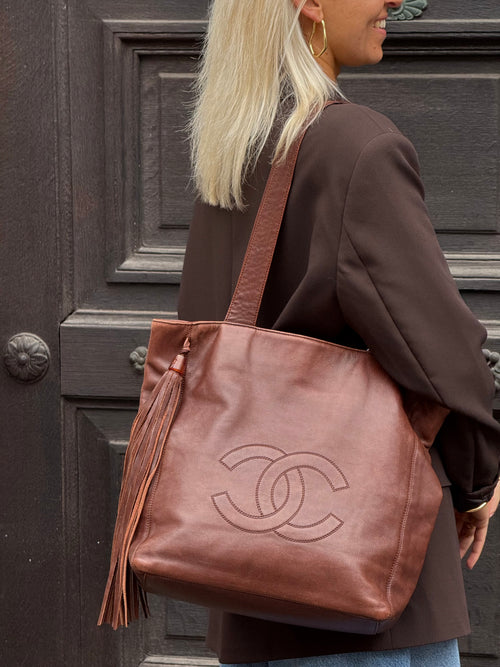Chanel Brown Leather CC Shoulder Bag