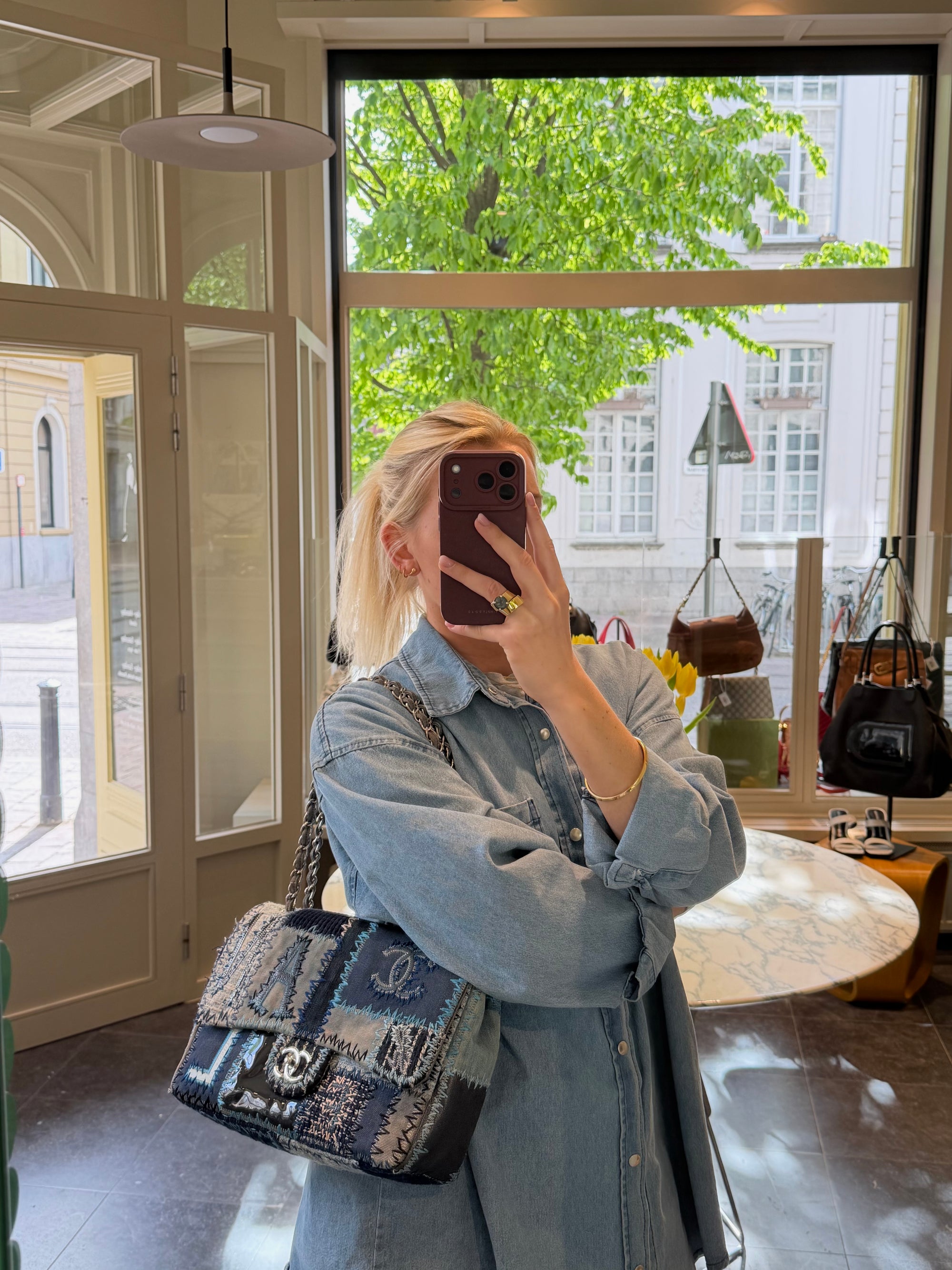 Chanel Blue Patchwork Large Classic Flap Bag